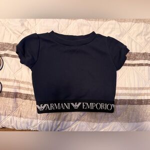 Emporio Armani Kids Dark Blue Tee with Logo Band